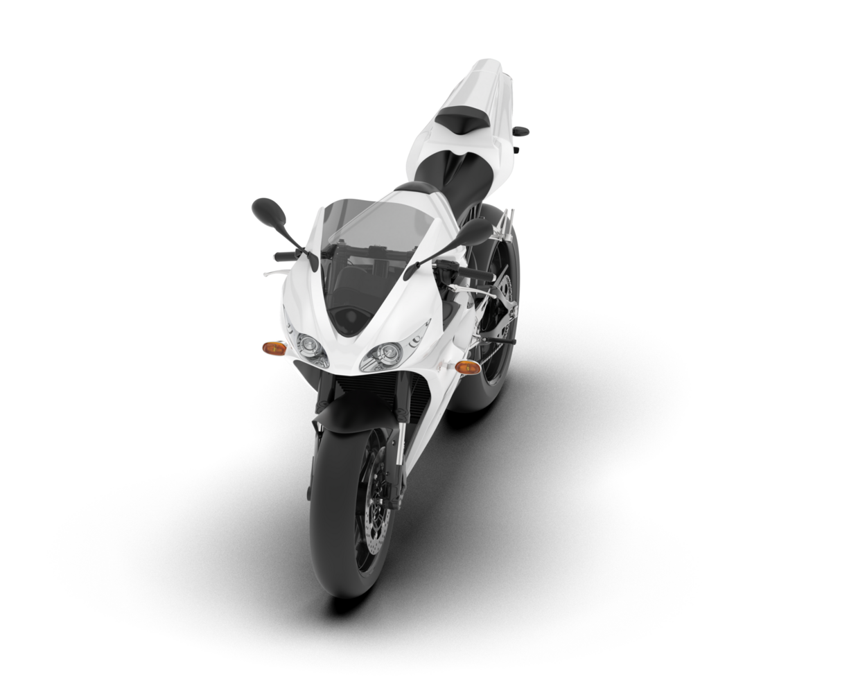 White motorcycle isolated on transparent background. 3d rendering - illustration png