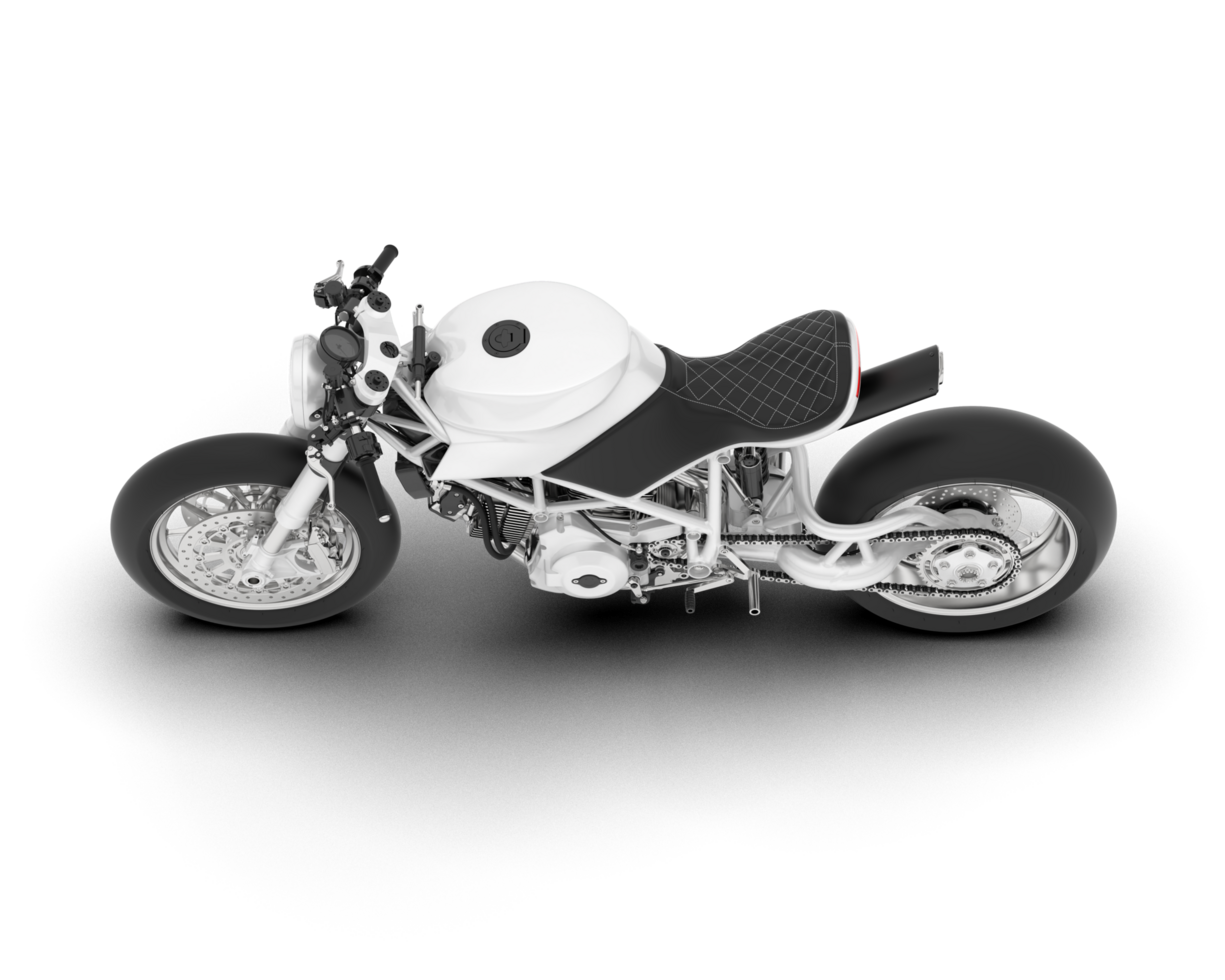 White motorcycle isolated on transparent background. 3d rendering - illustration png