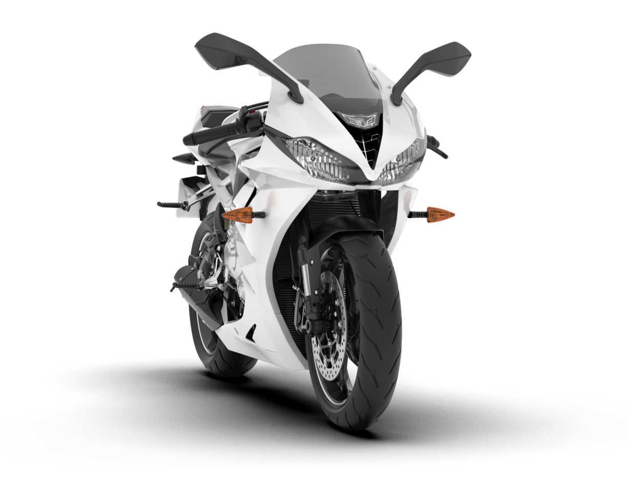White motorcycle isolated on transparent background. 3d rendering - illustration png