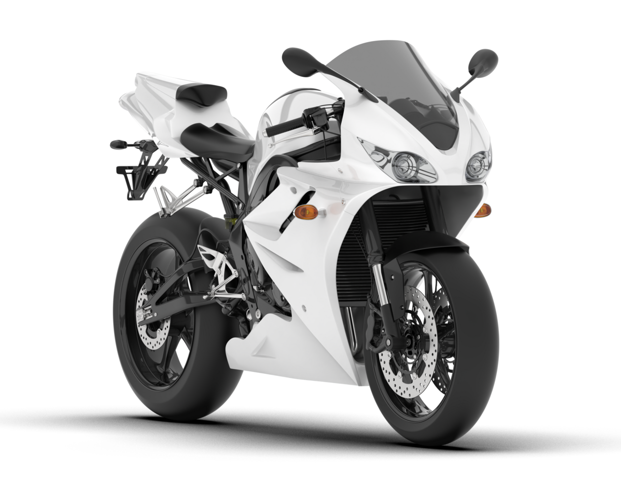 White motorcycle isolated on transparent background. 3d rendering - illustration png