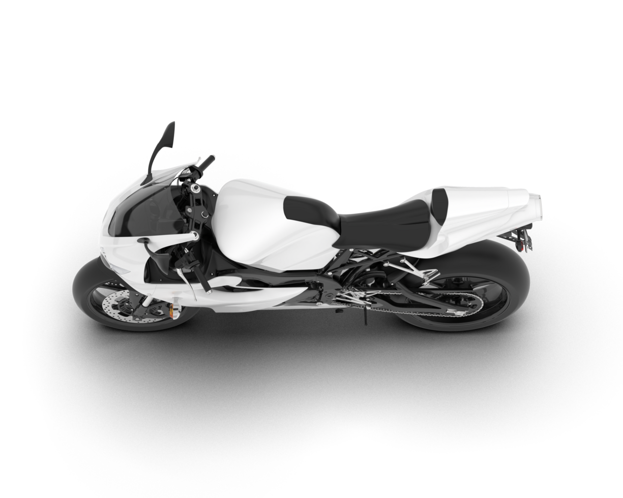 White motorcycle isolated on transparent background. 3d rendering - illustration png