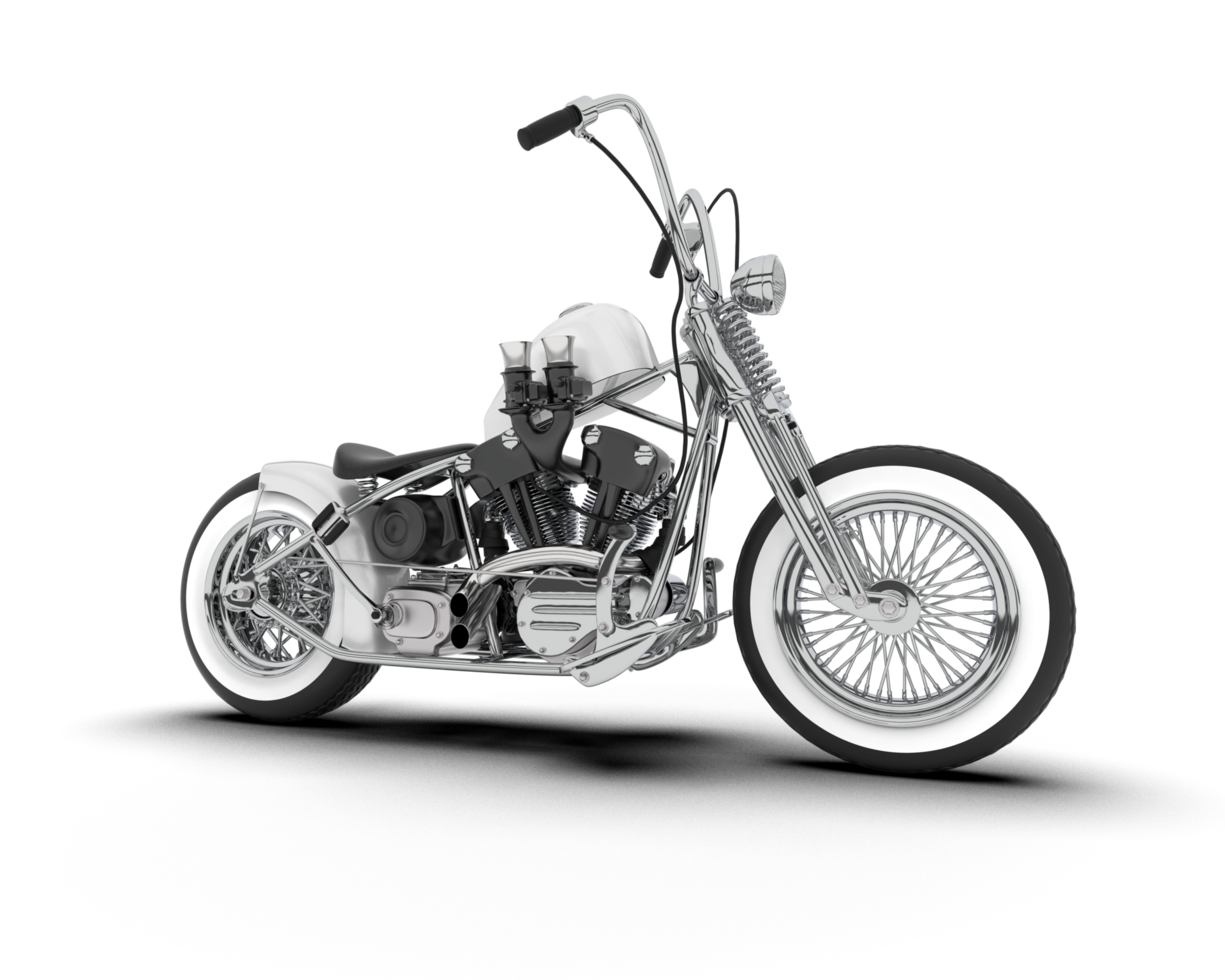 White motorcycle isolated on transparent background. 3d rendering - illustration png