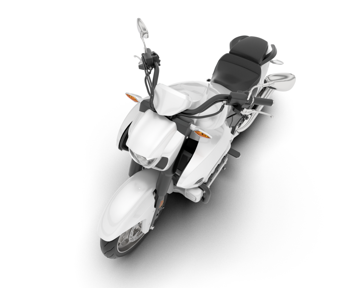 White motorcycle isolated on transparent background. 3d rendering - illustration png