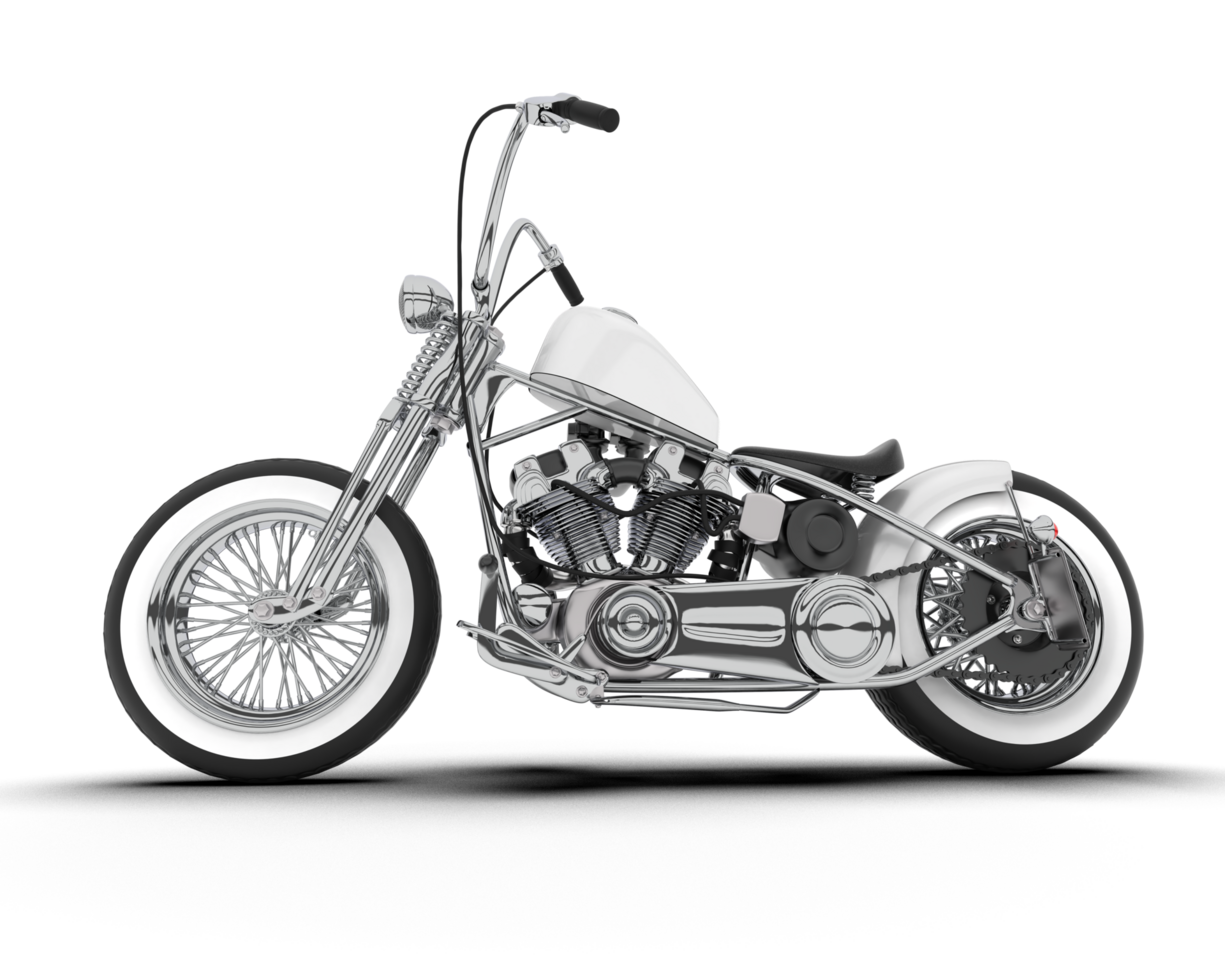 White motorcycle isolated on transparent background. 3d rendering - illustration png