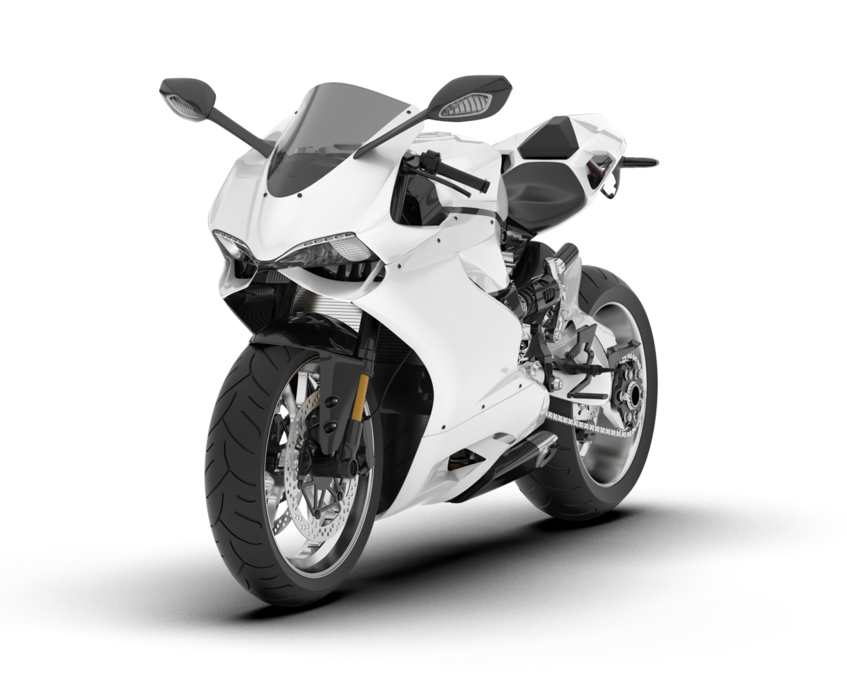 White motorcycle isolated on transparent background. 3d rendering - illustration png