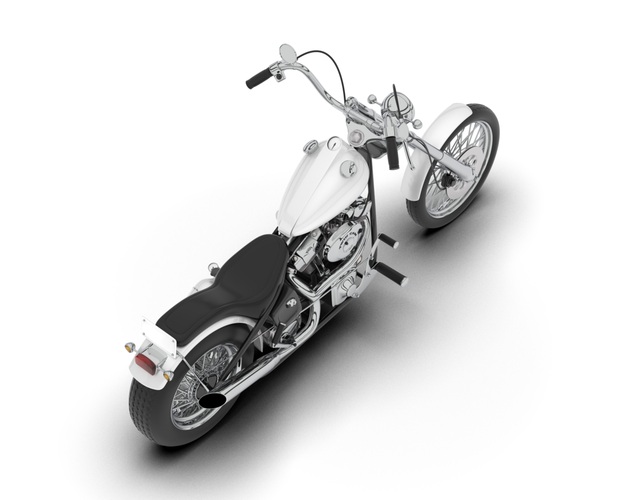 White motorcycle isolated on transparent background. 3d rendering - illustration png