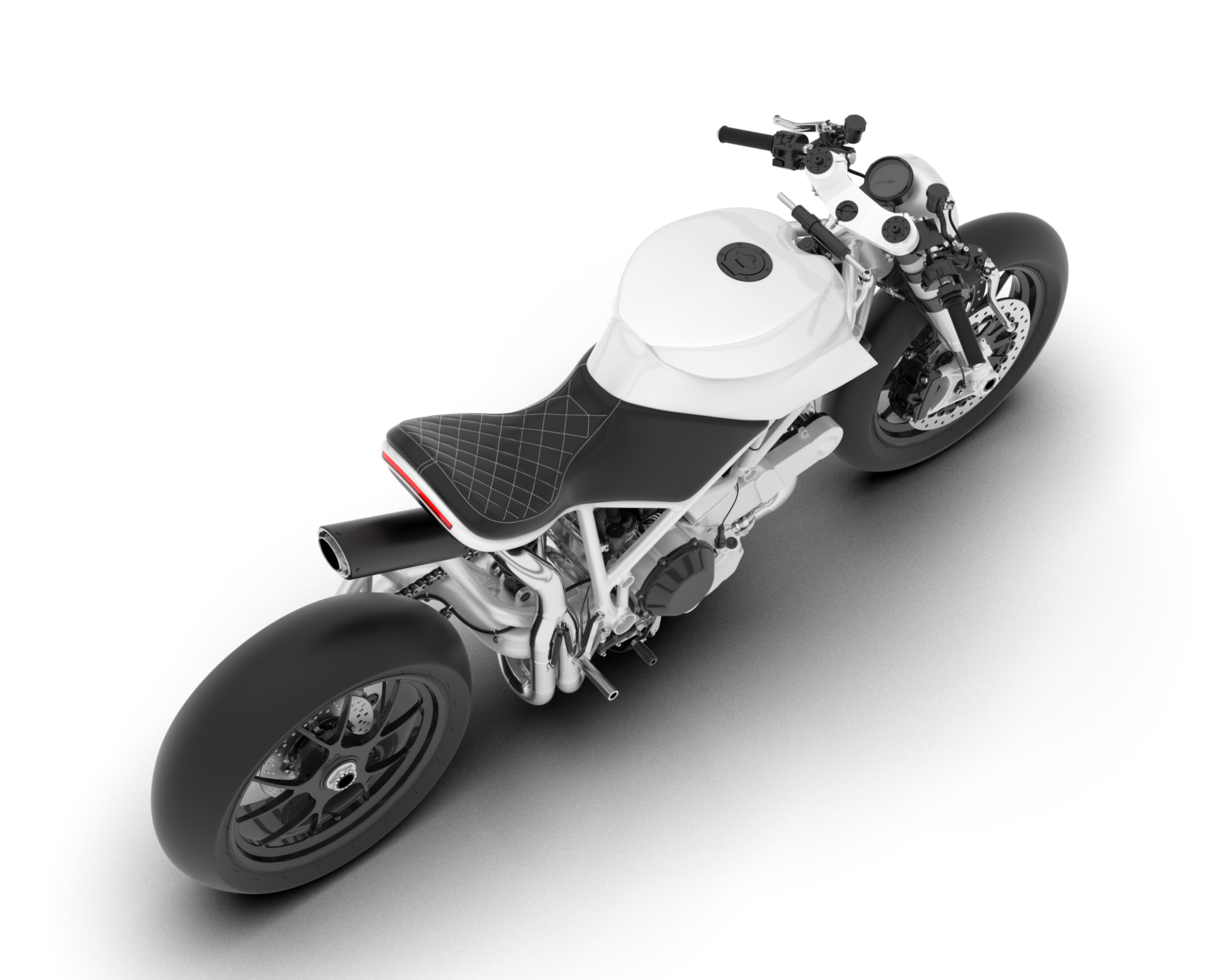 White motorcycle isolated on transparent background. 3d rendering - illustration png