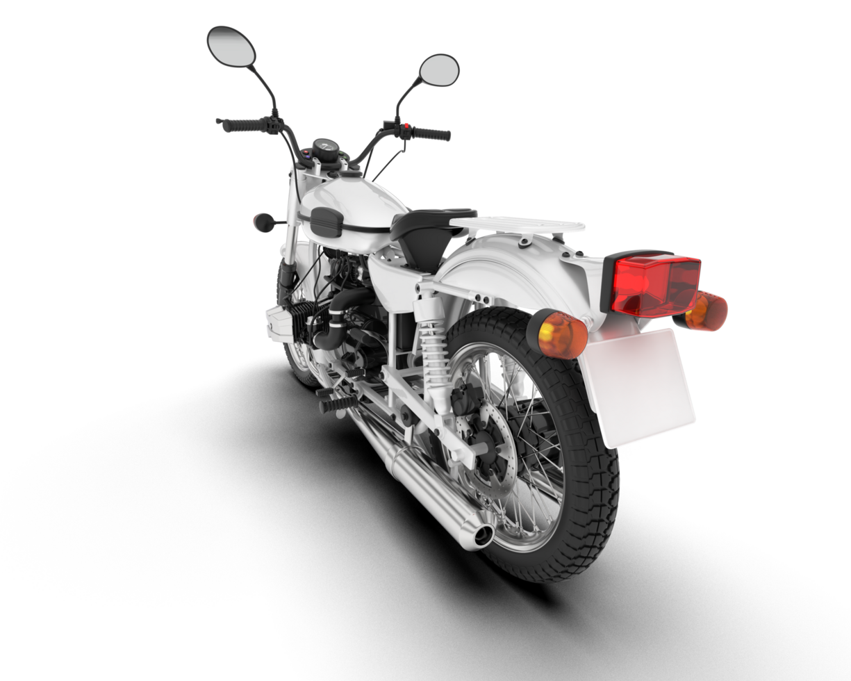 White motorcycle isolated on transparent background. 3d rendering - illustration png