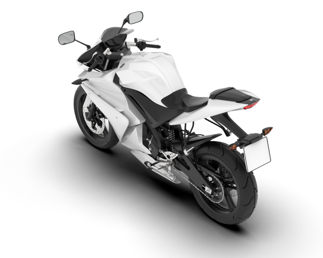 White fast bike isolated on transparent background. 3d rendering - illustration png