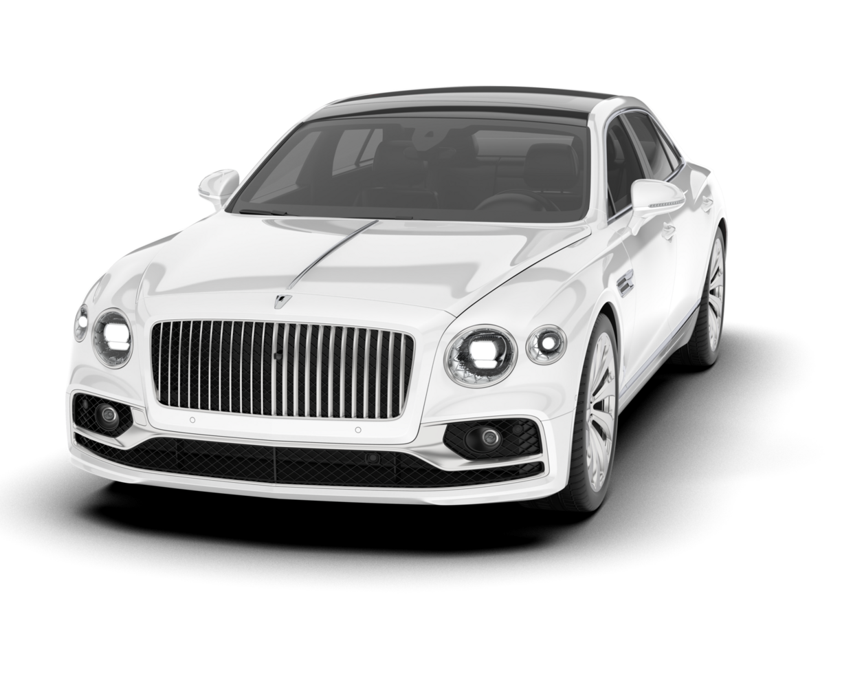 White luxury car isolated on transparent background. 3d rendering - illustration png