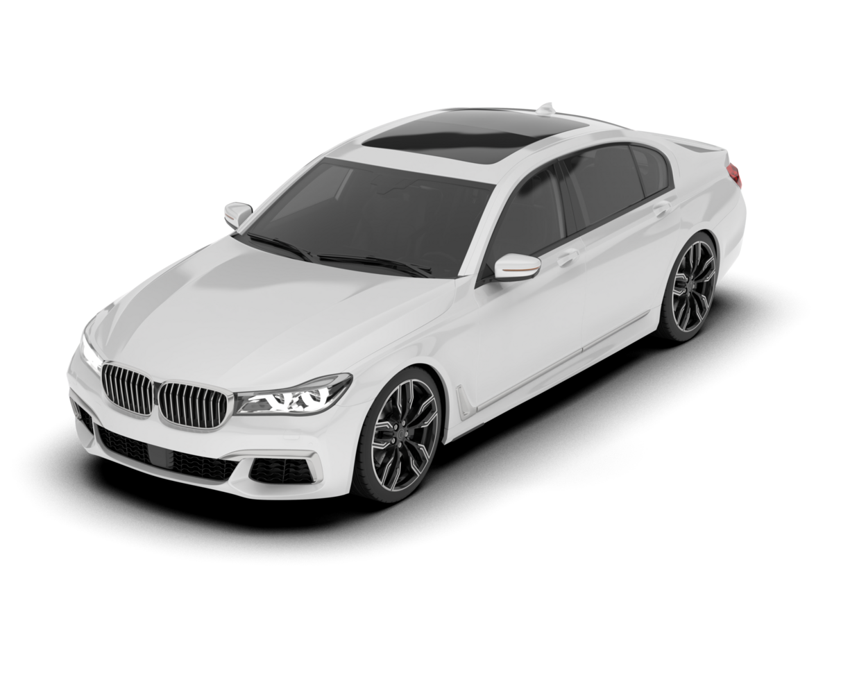 White luxury car isolated on transparent background. 3d rendering - illustration png