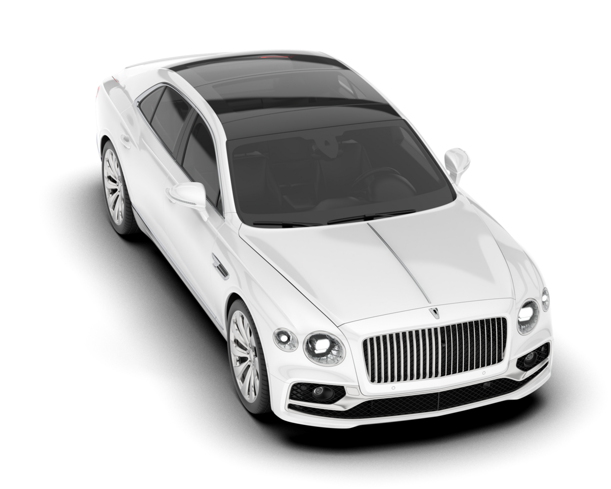 White luxury car isolated on transparent background. 3d rendering - illustration png