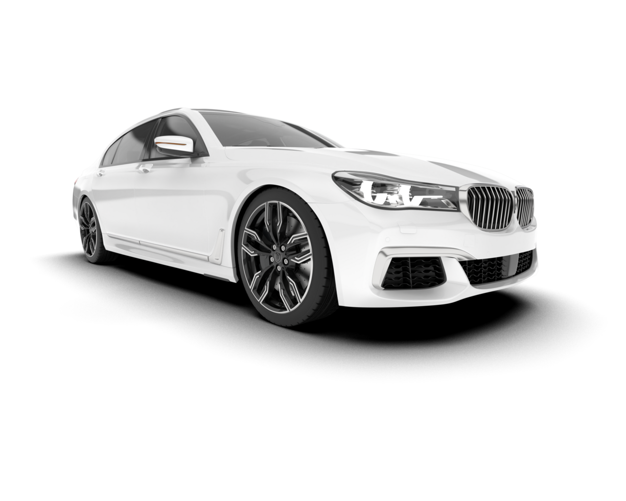 White luxury car isolated on transparent background. 3d rendering - illustration png