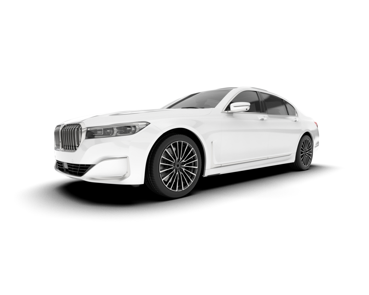 White luxury car isolated on transparent background. 3d rendering - illustration png