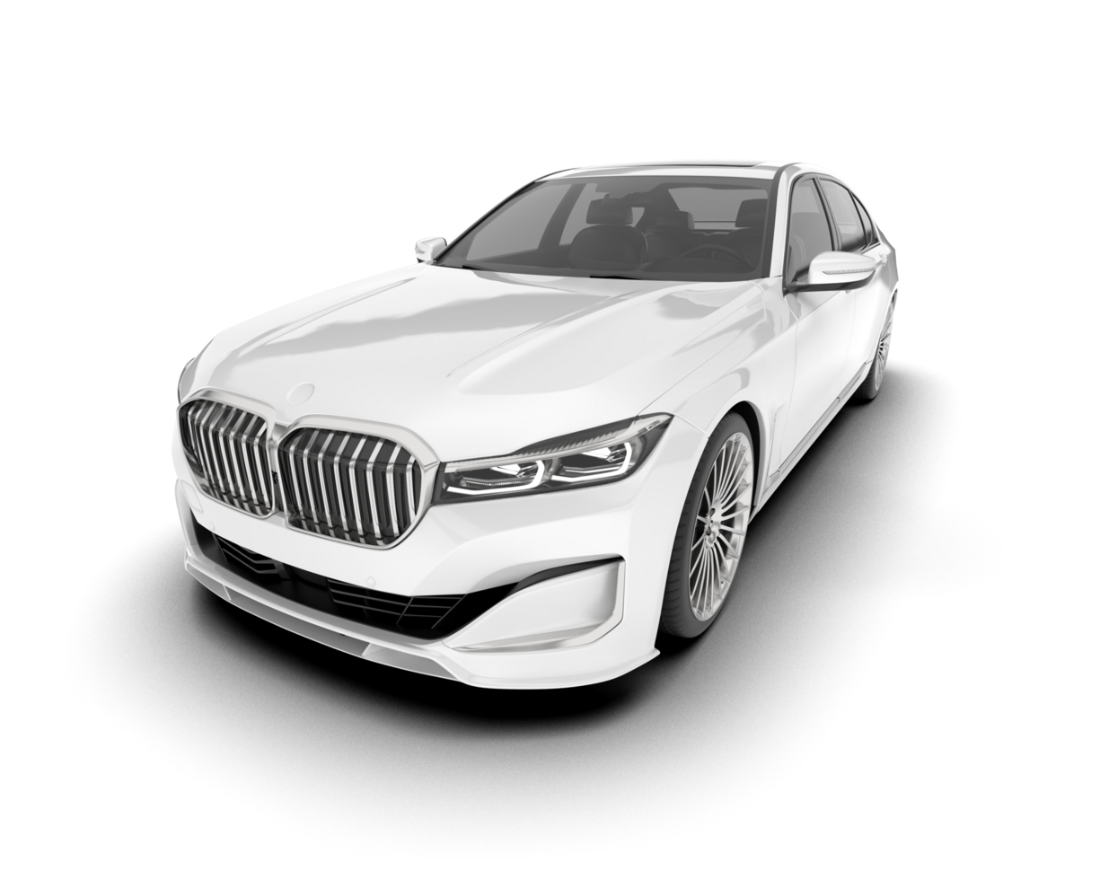 White luxury car isolated on transparent background. 3d rendering - illustration png