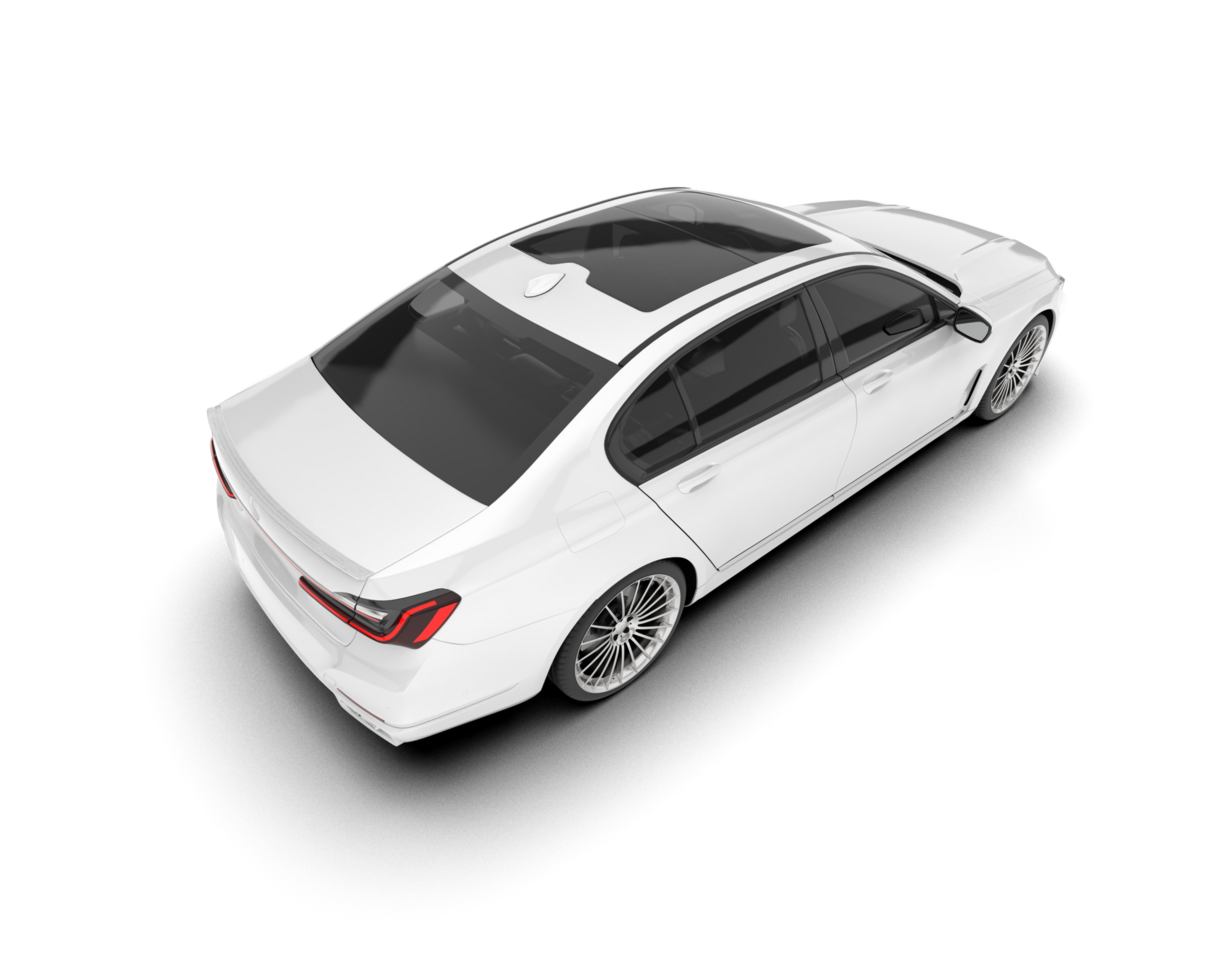 White luxury car isolated on transparent background. 3d rendering - illustration png