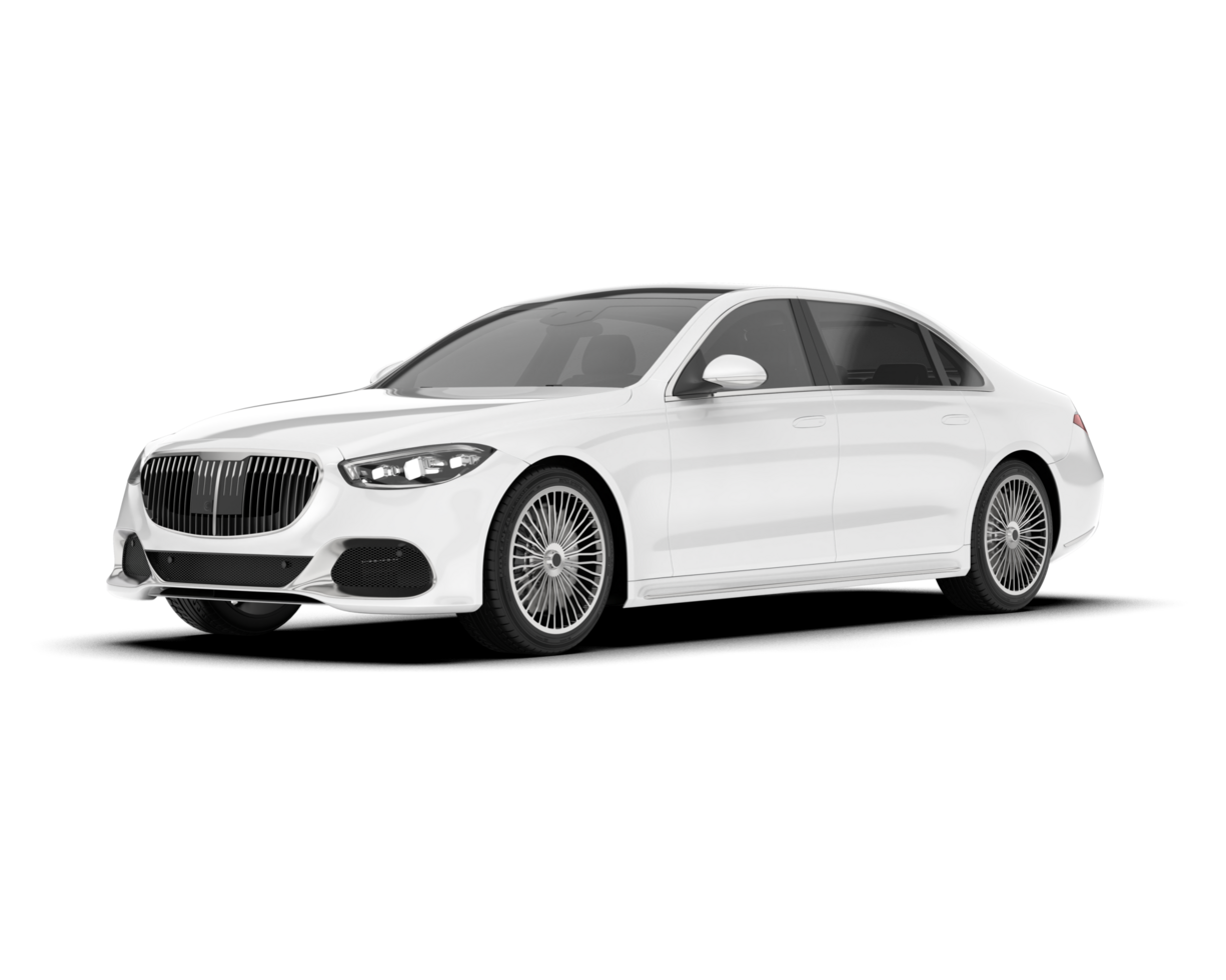 White luxury car isolated on transparent background. 3d rendering - illustration png