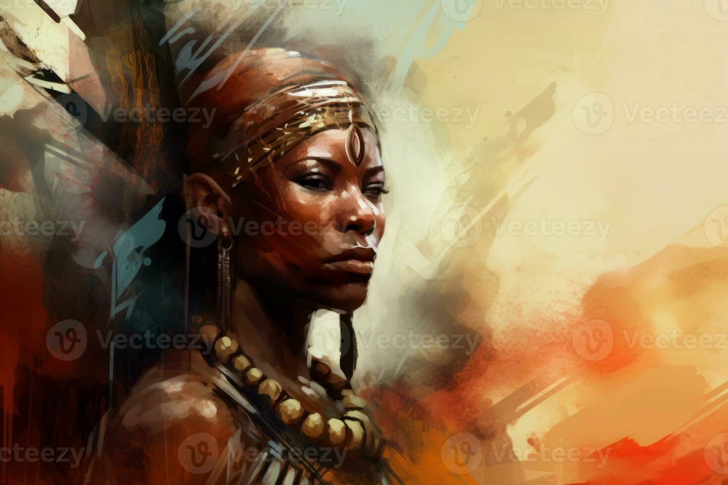 African woman warrior tribe. Generate Ai photo