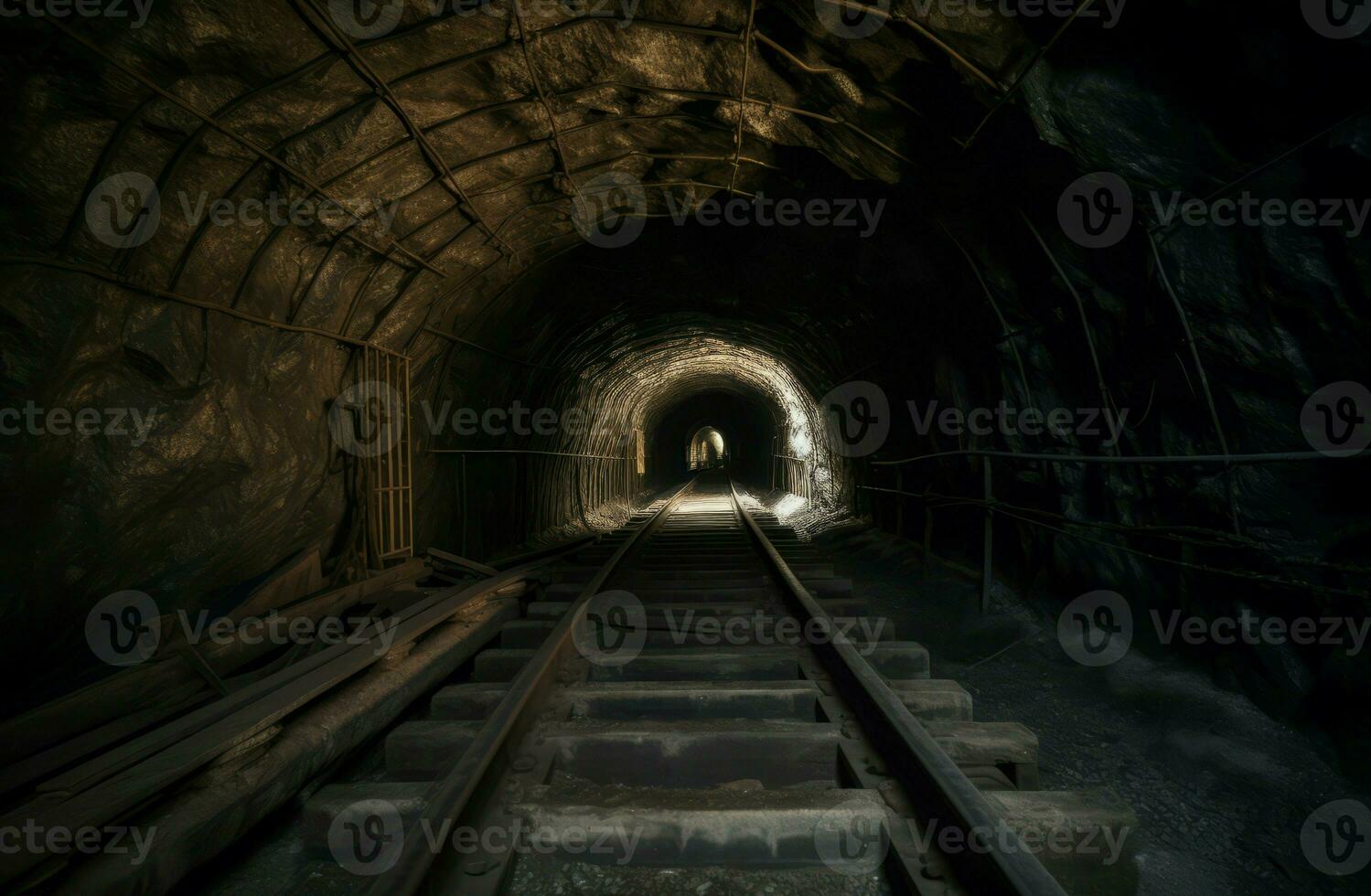 mía túnel cueva ferrocarril. generar ai foto