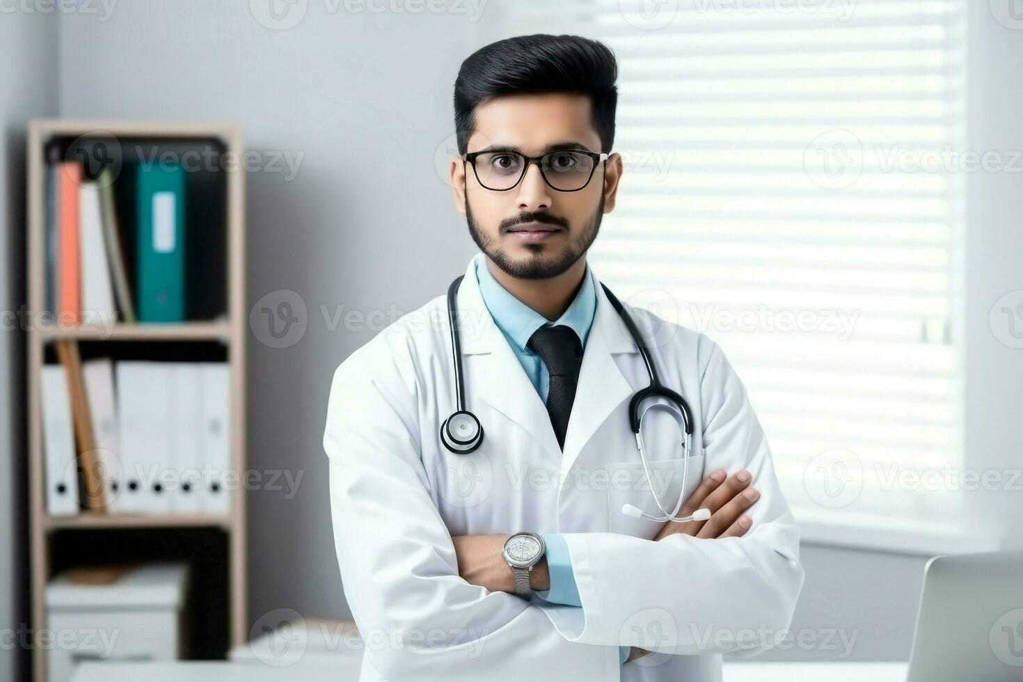 Handsome indian doctor. Generate Ai photo