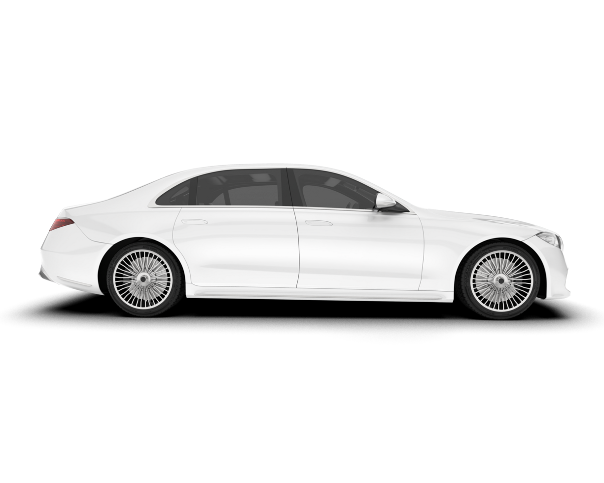 White luxury car isolated on transparent background. 3d rendering - illustration png