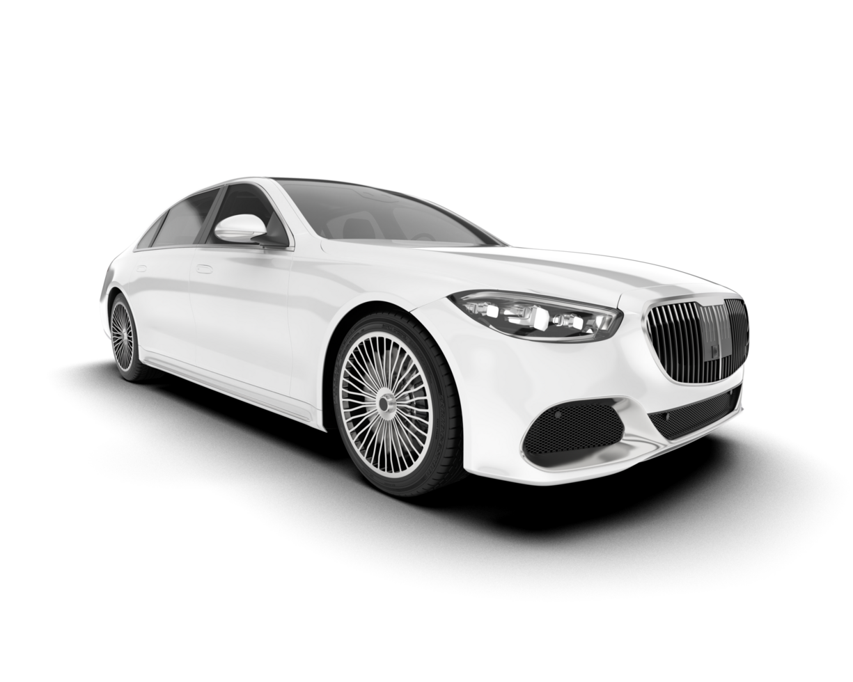 White luxury car isolated on transparent background. 3d rendering - illustration png