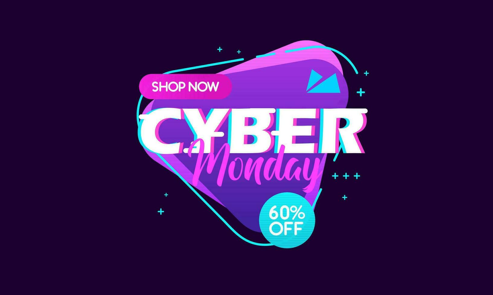 Gradient Cyber Monday Sale Banner Isolated on Dark Background vector