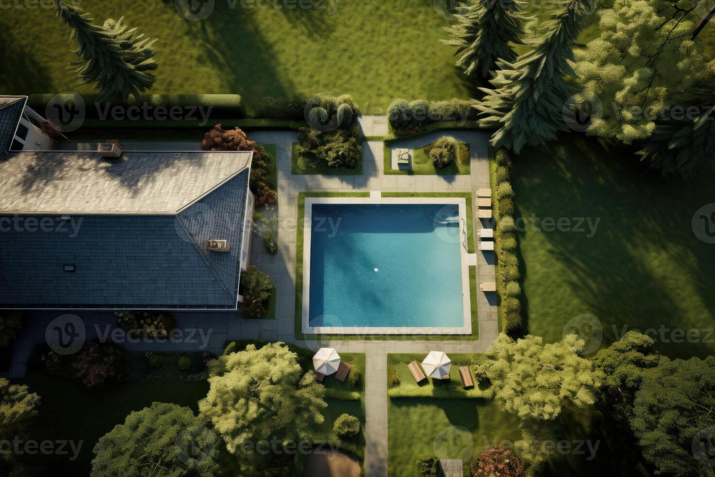 Refreshing House with swimming pool home. Generate Ai photo