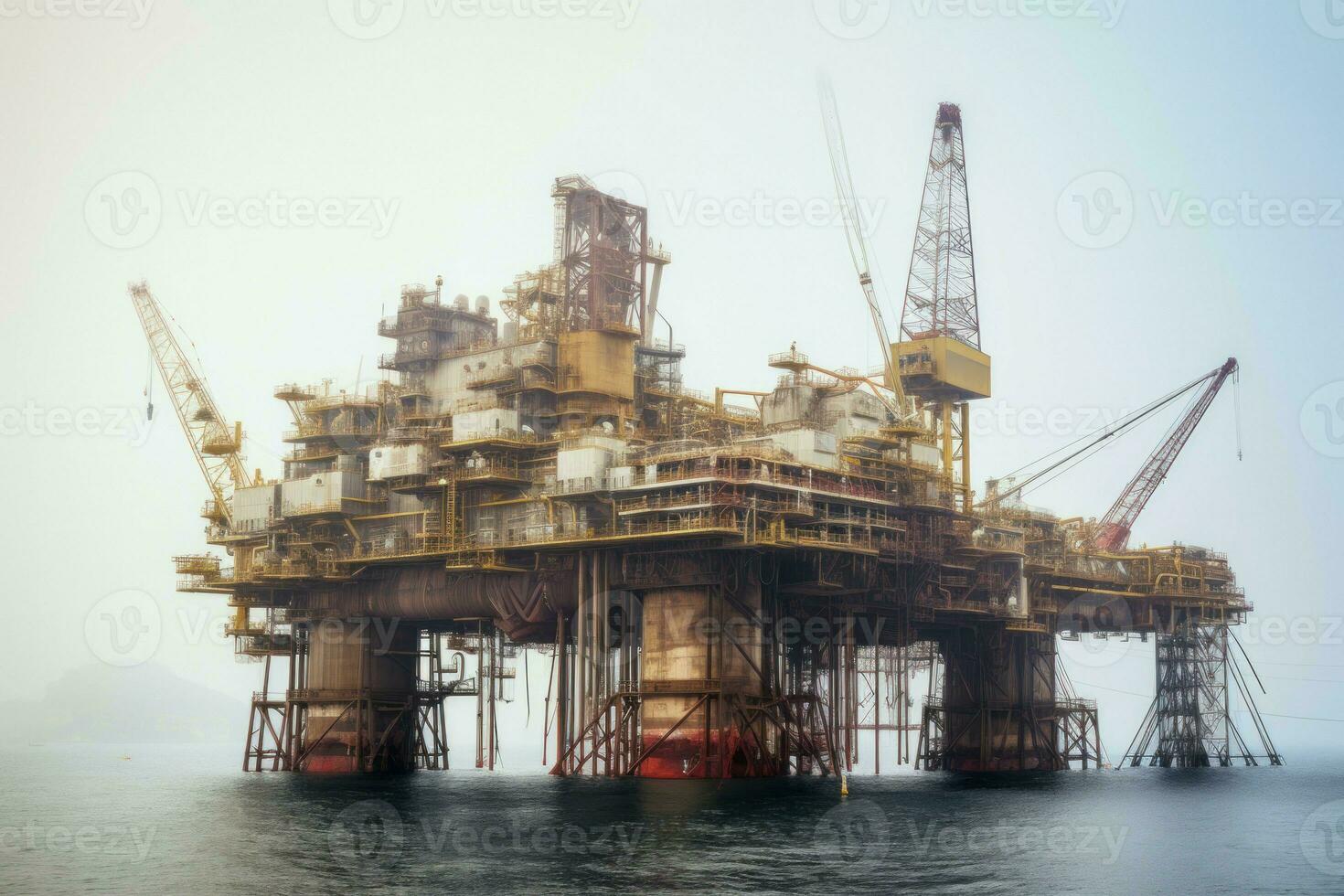 costa afuera mar petróleo plataforma. generar ai foto