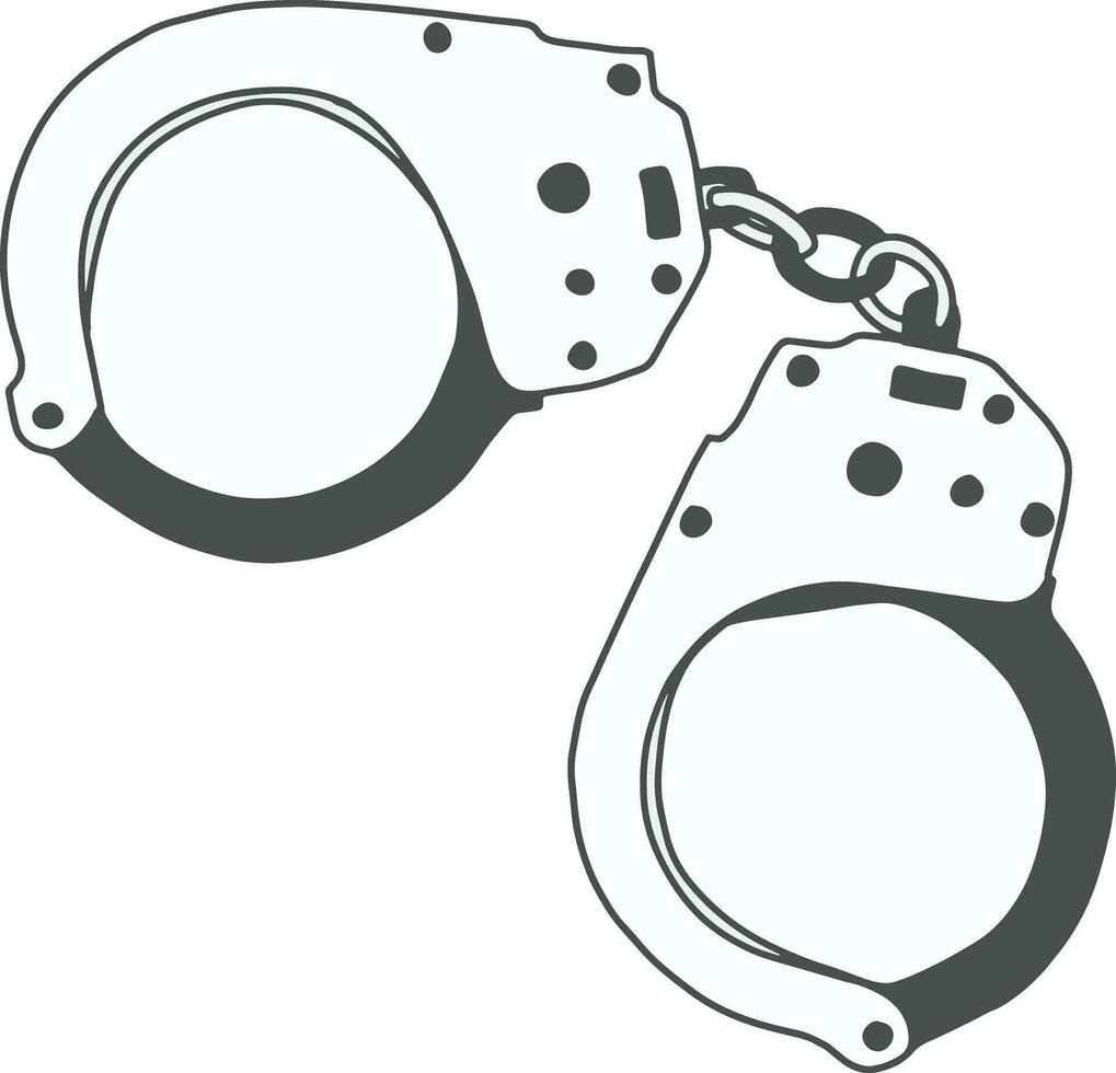 line handcuffs isolated on a white background vector