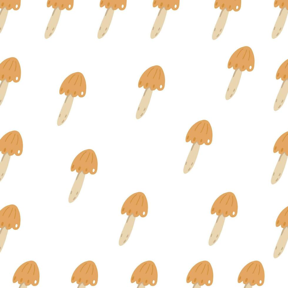 Seamless pattern with cartoon mushrooms on white background vector