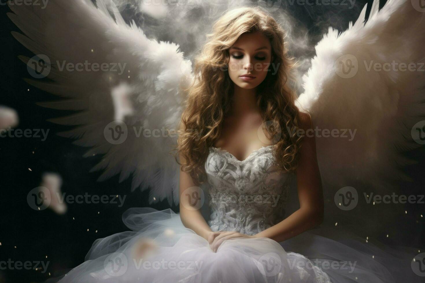 Beautiful angel heaven woman. Generate Ai photo