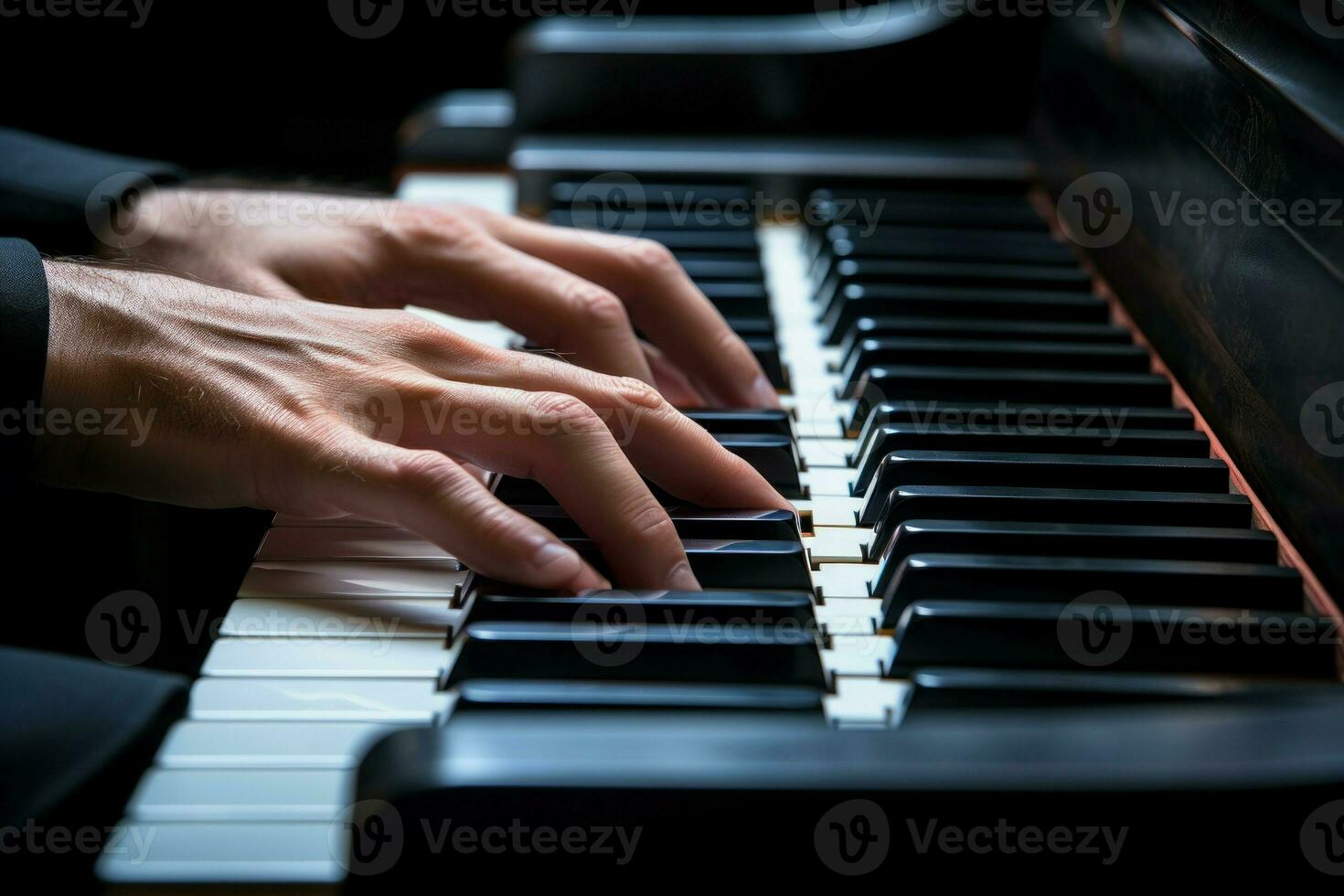 Gentle Hands playing piano. Generate Ai photo