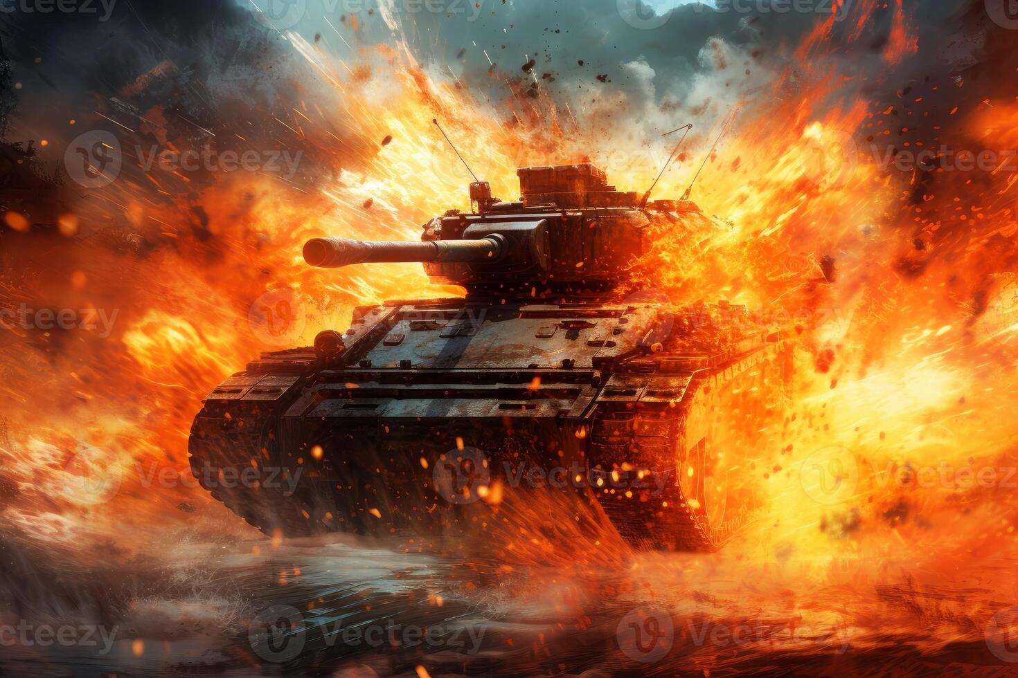 BMP splashes fire shotgun. Generate Ai photo