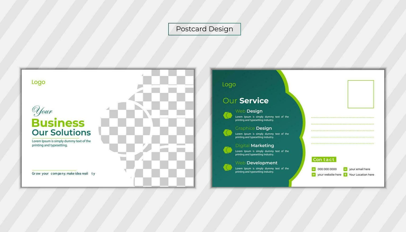 Green geometric postcard or Event Card Design Free Vector