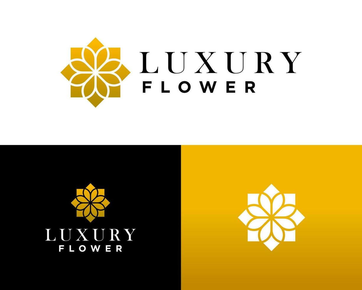 Geometric luxury simple flower logo design. vector