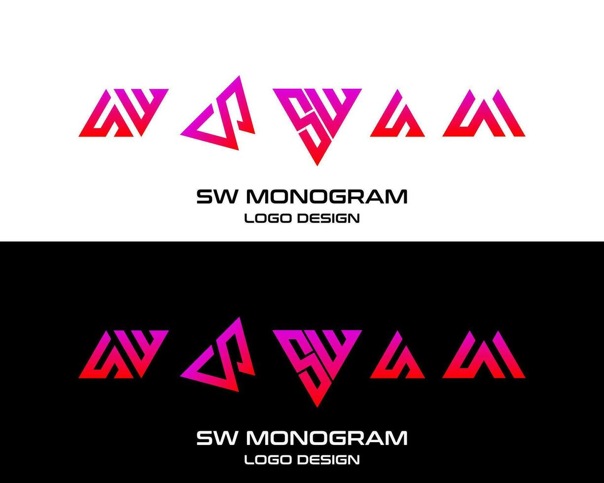 Letter SW monogram geometric simple line logo design. vector