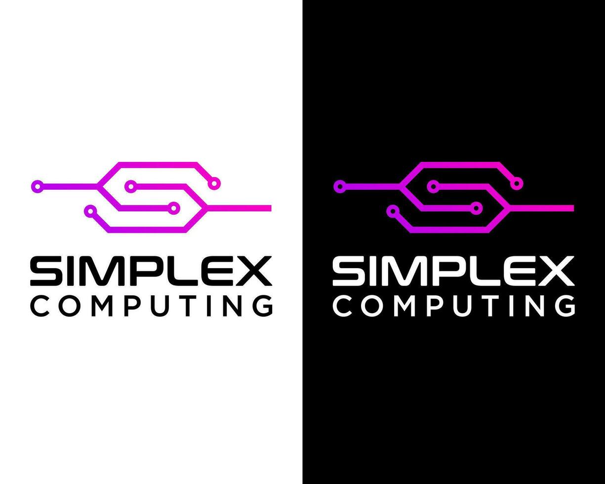 Letter S monogram technology computing logo design. vector