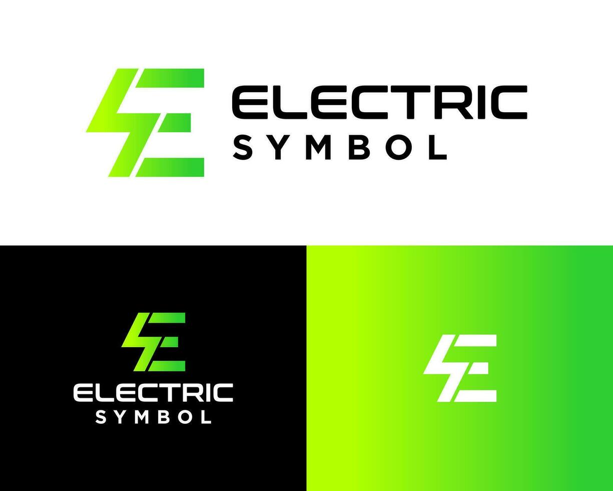 Letter E monogram lightning bolt electric power logo design. vector
