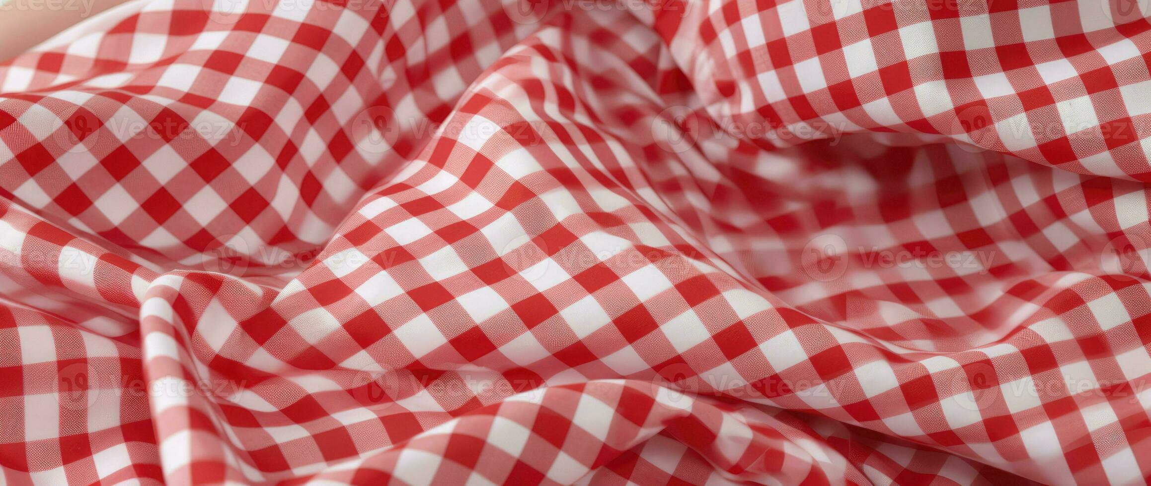 AI Generative red and white checkered fabric photo