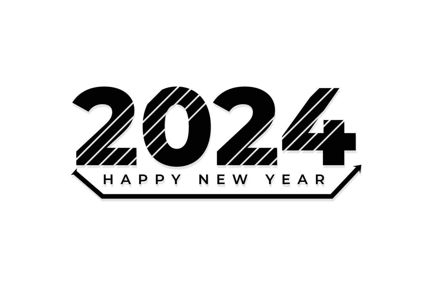 Happy New Year 2024 creative trendy text typography design vector