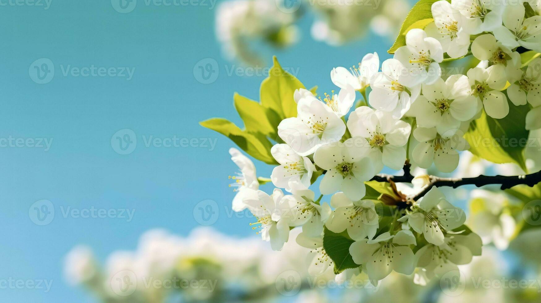AI Generative white flowers blossom photo