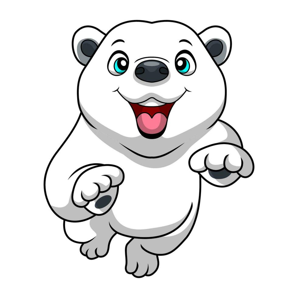 Cute polar bear cartoon on white background vector
