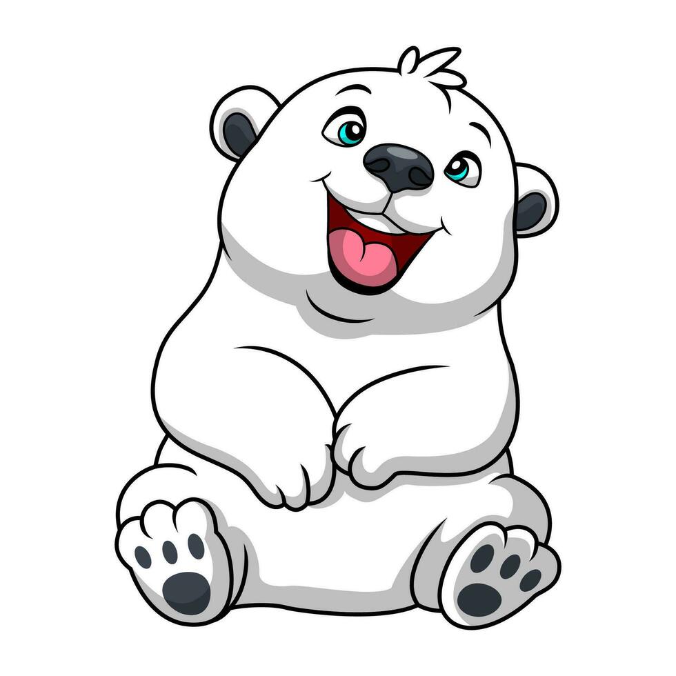 Cute polar bear cartoon on white background vector