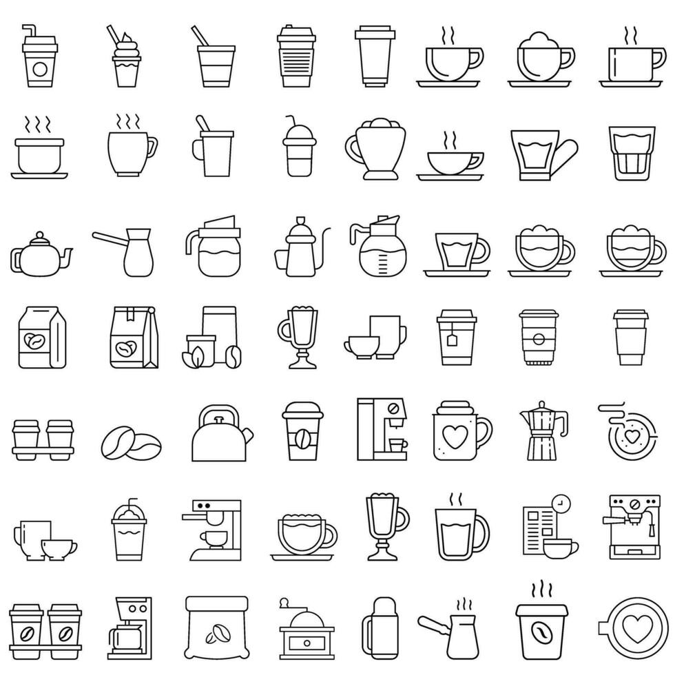 Coffee icon vector set. Hot drink illustration sign collection. Coffee house symbol. Coffee machine logo.