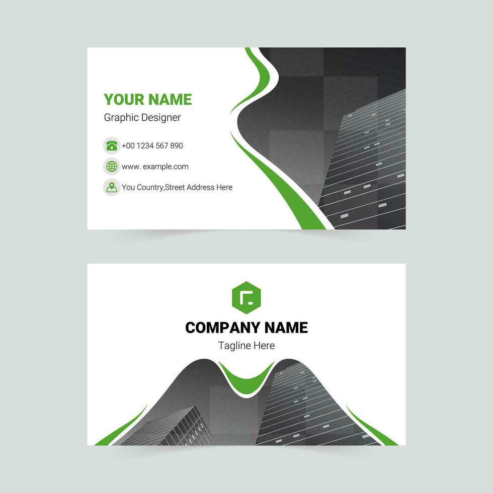 Green modern business card vector