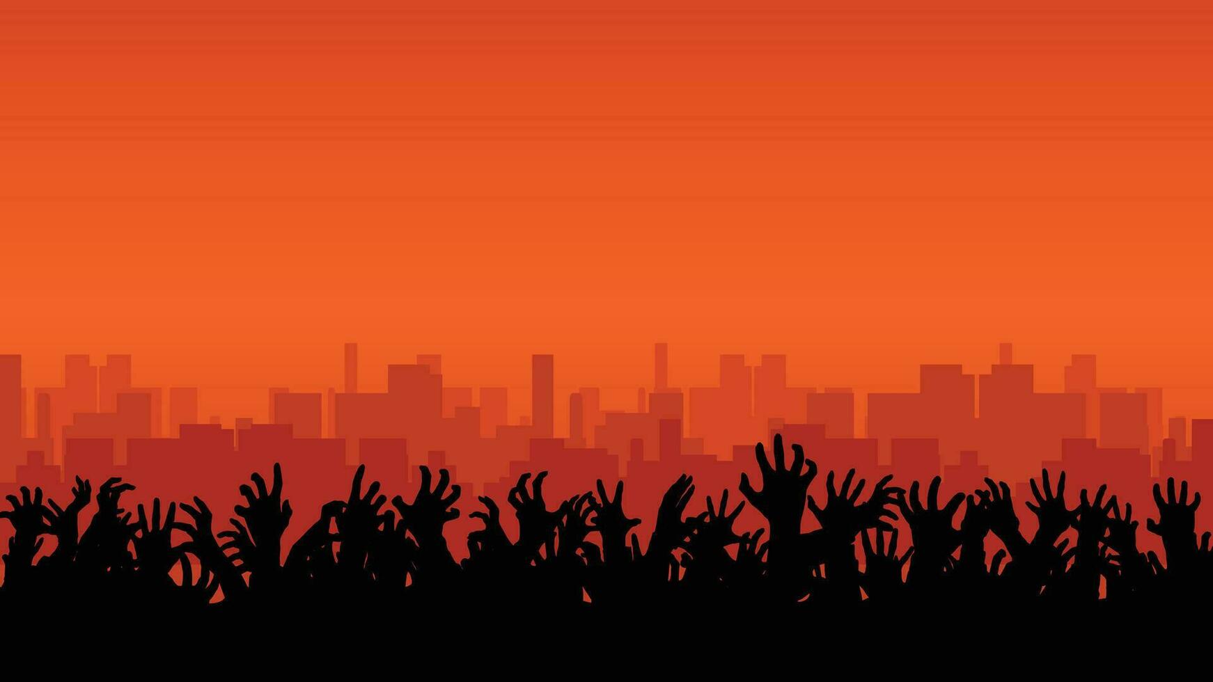 zombie crowd silhouette vector