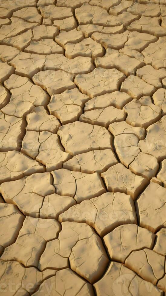 AI Generative dry and cracked sandy ground surface photo