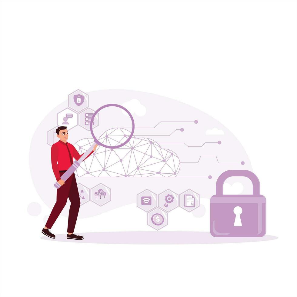 cloud computing security. Cloud information security system, vector