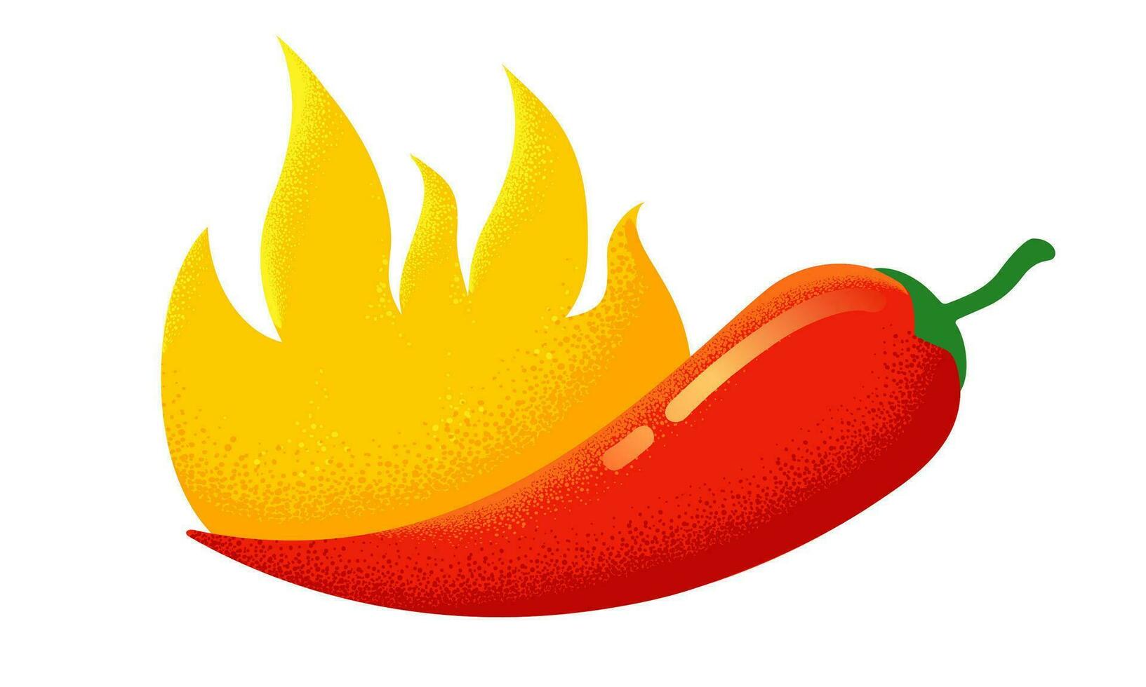 Vector chilli pepper in retro style. Vector vintage emblem with red chili pepper with flame. Logo of Chilli with fire in vintage style.